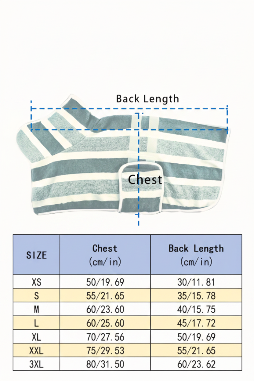 Grey Striped Size Guide