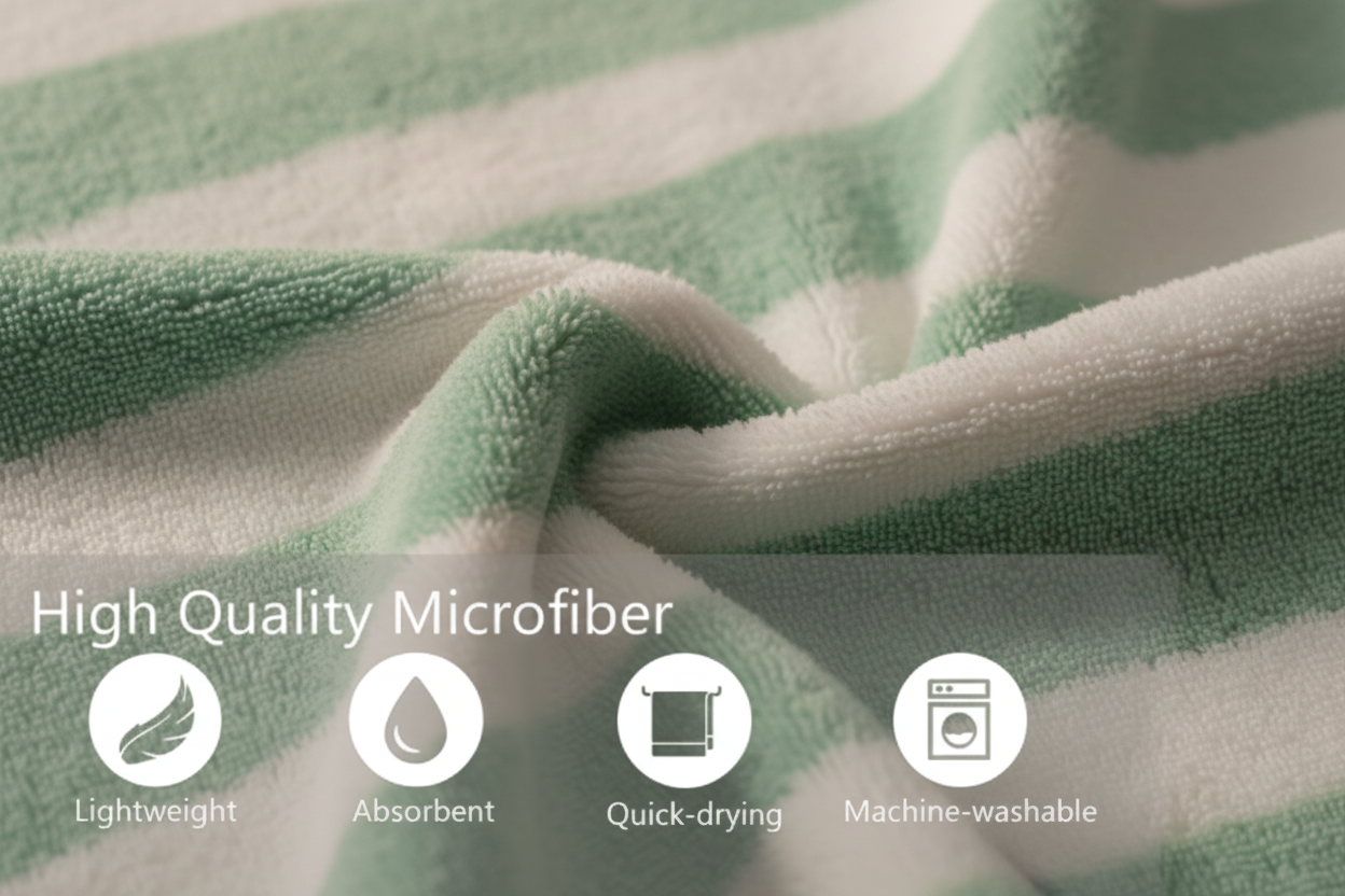 Mint Green Striped Microfiber Towel Banner